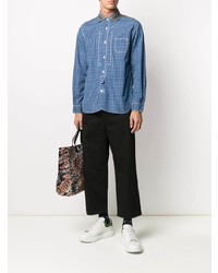 Chemise à manches longues en vichy bleue Junya Watanabe MAN