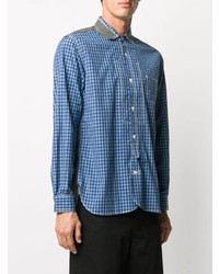 Chemise à manches longues en vichy bleue Junya Watanabe MAN