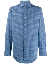 Chemise à manches longues en vichy bleue Polo Ralph Lauren