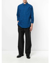 Chemise à manches longues en vichy bleue AMI Alexandre Mattiussi