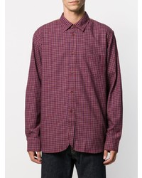 Chemise à manches longues en vichy bordeaux Junya Watanabe MAN