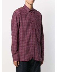 Chemise à manches longues en vichy bordeaux Junya Watanabe MAN