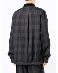 Chemise à manches longues en vichy gris foncé Sacai