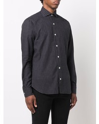 Chemise à manches longues en vichy gris foncé Barba