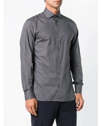 Chemise à manches longues en vichy grise Z Zegna