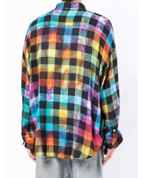 Chemise à manches longues en vichy multicolore R13