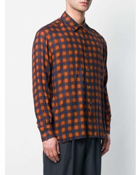 Chemise à manches longues en vichy orange Federico Curradi