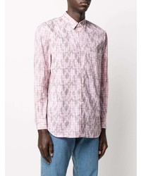 Chemise à manches longues en vichy rose Comme Des Garcons SHIRT