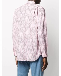 Chemise à manches longues en vichy rose Comme Des Garcons SHIRT