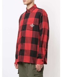 Chemise à manches longues en vichy rouge et noir A Bathing Ape