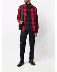 Chemise à manches longues en vichy rouge et noir Woolrich