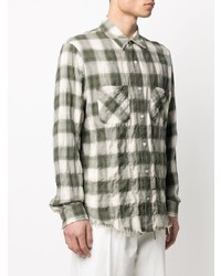 Chemise à manches longues en vichy vert foncé Amiri