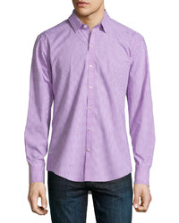 Chemise à manches longues en vichy violet clair