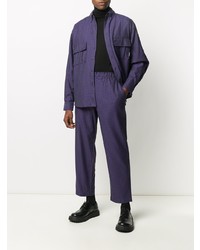 Chemise à manches longues en vichy violette PACCBET
