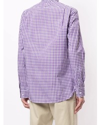 Chemise à manches longues en vichy violette Kent & Curwen