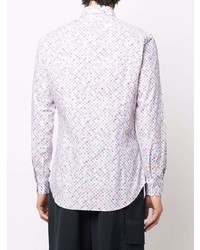 Chemise à manches longues géométrique blanche Etro