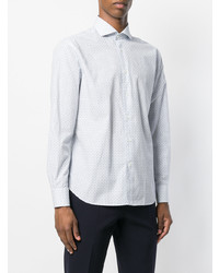 Chemise à manches longues géométrique blanche Corneliani