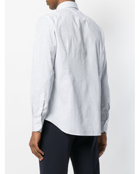 Chemise à manches longues géométrique blanche Corneliani