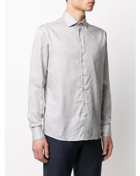 Chemise à manches longues géométrique blanche Etro