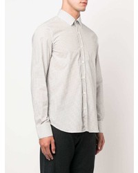 Chemise à manches longues géométrique blanche Canali