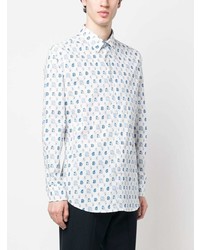 Chemise à manches longues géométrique blanche Etro