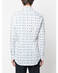 Chemise à manches longues géométrique blanche Etro