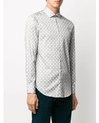 Chemise à manches longues géométrique blanche Etro