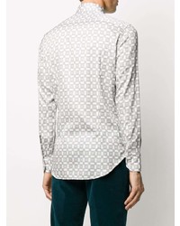 Chemise à manches longues géométrique blanche Etro