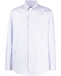 Chemise à manches longues géométrique blanche Giorgio Armani