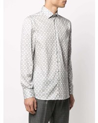 Chemise à manches longues géométrique blanche Etro