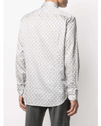 Chemise à manches longues géométrique blanche Etro