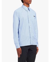 Chemise à manches longues géométrique bleu clair Prada