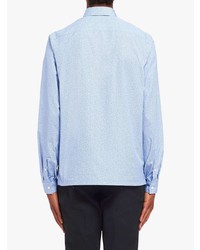 Chemise à manches longues géométrique bleu clair Prada