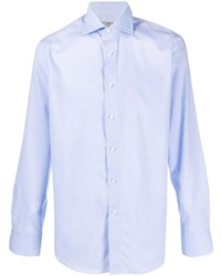 Chemise à manches longues géométrique bleu clair Canali