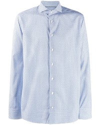 Chemise à manches longues géométrique bleu clair Eton