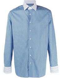 Chemise à manches longues géométrique bleu clair Etro