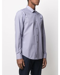 Chemise à manches longues géométrique bleu clair BOSS