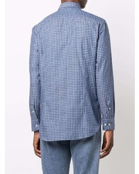 Chemise à manches longues géométrique bleu clair Etro