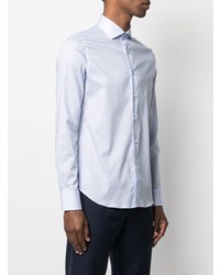 Chemise à manches longues géométrique bleu clair Canali