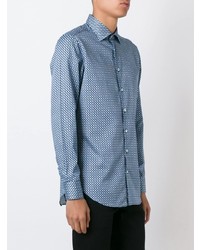 Chemise à manches longues géométrique bleu clair Etro