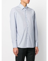 Chemise à manches longues géométrique bleu clair Prada