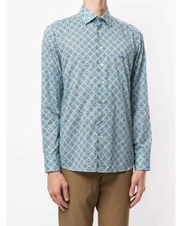 Chemise à manches longues géométrique bleu clair Etro