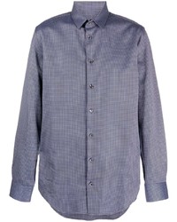 Chemise à manches longues géométrique bleu clair Giorgio Armani