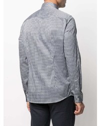 Chemise à manches longues géométrique bleu clair Emporio Armani