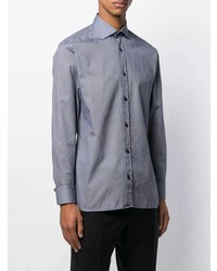 Chemise à manches longues géométrique bleu clair Z Zegna