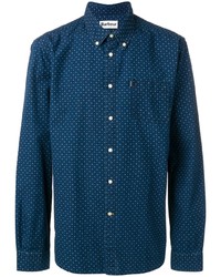 Chemise à manches longues géométrique bleu marine Barbour