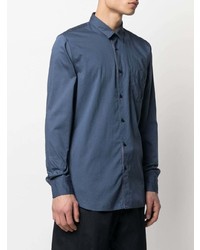 Chemise à manches longues géométrique bleu marine BOSS