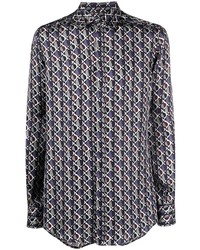 Chemise à manches longues géométrique bleu marine Dolce & Gabbana
