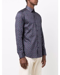 Chemise à manches longues géométrique bleu marine Etro