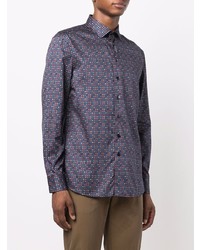 Chemise à manches longues géométrique bleu marine Etro